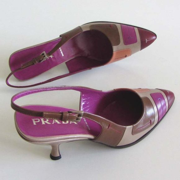 new PRADA patchwork design slingback pumps 38 8 US - Picture 5 of 8